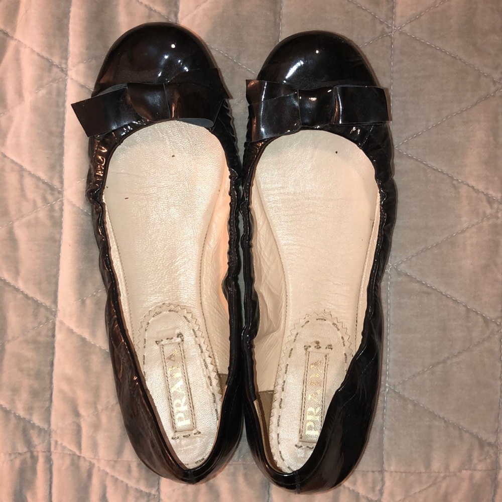 Black Prada Patent Flats